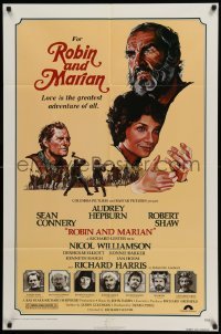4p729 ROBIN & MARIAN 1sh '76 art of Sean Connery & Audrey Hepburn by Drew Struzan!