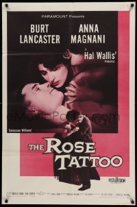 4p738 ROSE TATTOO 1sh '55 Burt Lancaster, Anna Magnani, written by Tennessee Williams!