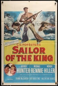 4p750 SAILOR OF THE KING 1sh '53 Roy Boulting, Jeff Hunter, Michael Rennie, C.S. Forester