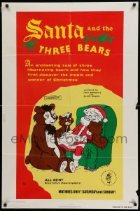 4p753 SANTA & THE THREE BEARS 1sh '70 Christmas cartoon, cute Holiday artwork!