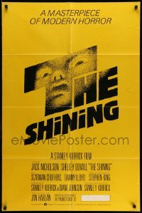 4p776 SHINING 1sh '80 Stephen King & Stanley Kubrick, Jack Nicholson, iconic art by Saul Bass!
