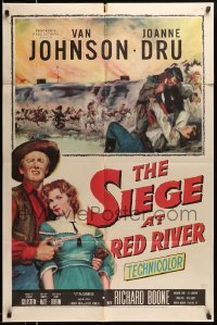 4p782 SIEGE AT RED RIVER 1sh '54 artwork of Van Johnson & Joanne Dru!