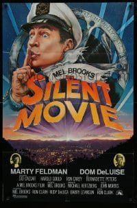 4p785 SILENT MOVIE 1sh '76 Marty Feldman, Dom DeLuise, art of Mel Brooks by John Alvin!