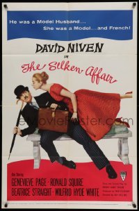 4p789 SILKEN AFFAIR 1sh '56 David Niven is a model husband, sexy Genevieve Page is a French model!