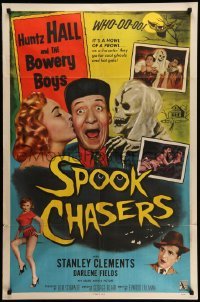 4p830 SPOOK CHASERS 1sh '57 Huntz Hall, Bowery Boys, It's a howl of a prowl!