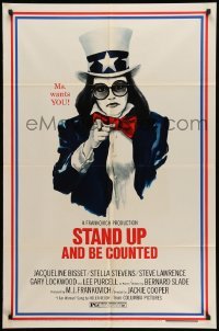 4p835 STAND UP & BE COUNTED style B 1sh '72 women's lib comedy, artwork of female Uncle Sam!
