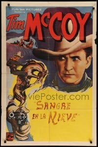 4p898 TIM MCCOY 1sh '30s art of classic cowboy on his horse & holding gun, Puritan logo!
