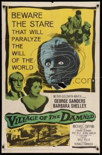 4p950 VILLAGE OF THE DAMNED 1sh '60 beware the stare that will paralyze the will of the world!
