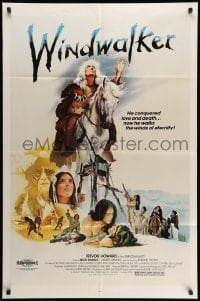 4p979 WINDWALKER 1sh '80 cool art of Native American Indian Trevor Howard & cast by Joseph Smith!