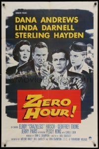 4p993 ZERO HOUR 1sh '57 Dana Andrews, Linda Darnell, Sterling Hayden, parodied in Airplane!