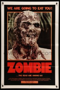 4p994 ZOMBIE 1sh '80 Zombi 2, Lucio Fulci classic, gross c/u of undead, we are going to eat you!