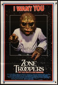4p996 ZONE TROOPERS 1sh '85 Uncle Sam-like alien, parody of James Montgomery Flagg's I Want You!