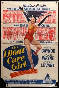 4r249 I DON'T CARE GIRL Aust 1sh '52 great full-length art of sexy showgirl Mitzi Gaynor!