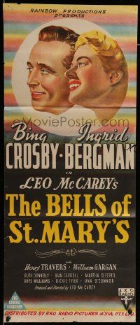 4r274 BELLS OF ST. MARY'S Aust daybill '46 art of smiling pretty Ingrid Bergman & Bing Crosby!