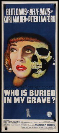 4r301 DEAD RINGER Aust daybill '64 close up of skull & Bette Davis, Who Is Buried In My Grave!