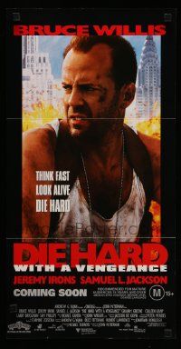4r305 DIE HARD WITH A VENGEANCE advance Aust daybill '95 Bruce Willis, Jeremy Irons, Sam L. Jackson