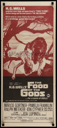 4r316 FOOD OF THE GODS Aust daybill '76 artwork of giant rat feasting on dead girl by Drew!