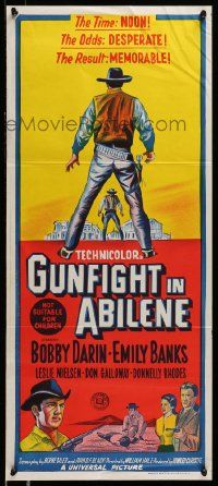 4r327 GUNFIGHT IN ABILENE Aust daybill '67 stone litho of cowboy Bobby Darin in a showdown!