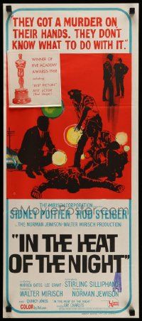 4r337 IN THE HEAT OF THE NIGHT Aust daybill '67 Sidney Poitier, Rod Steiger, cool crime art!