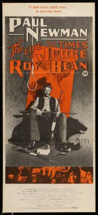 4r351 LIFE & TIMES OF JUDGE ROY BEAN Aust daybill '72 John Huston, art of Newman by Richard Amsel!