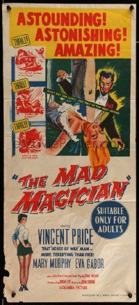 4r354 MAD MAGICIAN Aust daybill '54 Vincent Price as crazy magician who performs dangerous tricks!