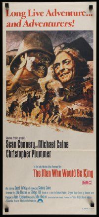 4r357 MAN WHO WOULD BE KING Aust daybill '75 art of Sean Connery & Michael Caine by Tom Jung!