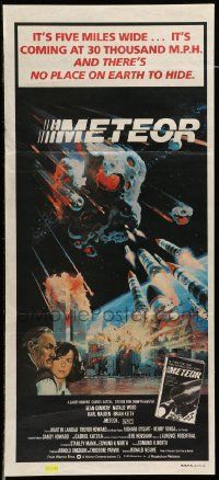 4r361 METEOR Aust daybill '79 Sean Connery, Natalie Wood, cool sci-fi artwork by Michael Whipple!