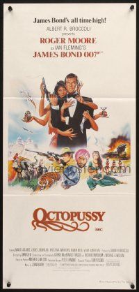 4r368 OCTOPUSSY Aust daybill '83 art of Maud Adams & Roger Moore as James Bond by Daniel Goozee!