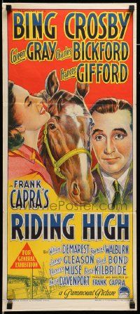 4r397 RIDING HIGH Aust daybill '50 Richardson Studio art of Bing Crosby, horse racing!