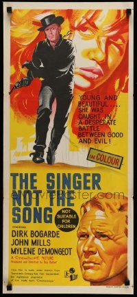 4r415 SINGER NOT THE SONG Aust daybill '61 Dirk Bogarde, John Mills & beautiful Mylene Demongeot