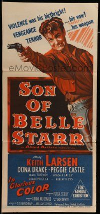 4r422 SON OF BELLE STARR Aust daybill '53 Keith Larsen, Peggie Castle, Dona Drake!