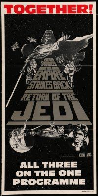 4r432 STAR WARS TRILOGY Aust daybill '83 George Lucas, Empire Strikes Back, Return of the Jedi!