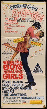 4r473 WHEN THE BOYS MEET THE GIRLS Aust daybill '65 Connie Francis, Liberace, Herman's Hermits!
