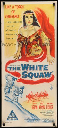 4r476 WHITE SQUAW Aust daybill '56 sexiest Native American Indian fighting woman pointing gun!