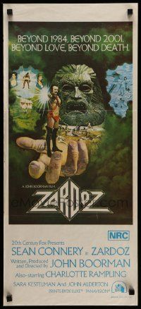 4r489 ZARDOZ Aust daybill '74 fantasy art of Sean Connery, beyond love, beyond death!