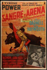 4r003 BLOOD & SAND Colombian poster '41 great artwork of matador, Tyrone Power & Rita Hayworth!