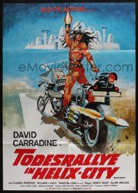 4r579 DEATHSPORT German '78 David Carradine, cool different artwork of futuristic biker!