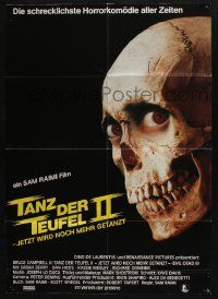4r595 EVIL DEAD 2 German '88 Dead By Dawn, directed by Sam Raimi, close up of creepy skull!