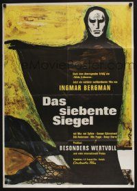 4r702 SEVENTH SEAL 2-sided German '62 Ingmar Bergman's Det Sjunde Inseglet, different artwork!