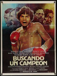 4r039 BUSCANDO UN CAMPEON Mexican poster '80 Rodolfo de Anda, cool boxing artwork by Hernandez!