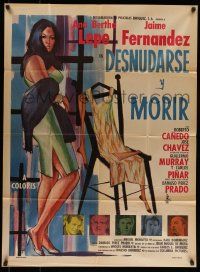 4r049 DESNUDARSE Y MORIR Mexican poster '68 full-length artwork of sexy Ana Bertha Lepe!