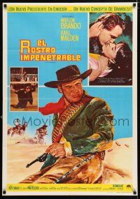 4r099 ONE EYED JACKS Mexican poster '62 art of star & director Marlon Brando with gun & bandolier!