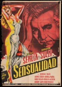 4r104 SENSUALIDAD Mexican poster '51 art of sexy Ninon Sevilla by Juan Antonio Vargas Ocampo!