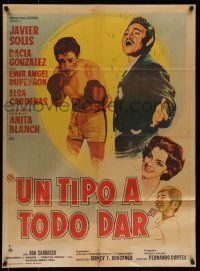 4r112 UN TIPO A TODO DAR Mexican poster '63 Javier Solis, great boxing art by A.M. Cacho!