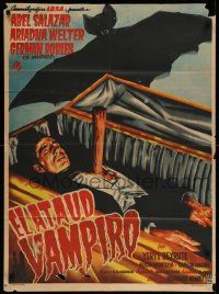 4r113 VAMPIRE'S COFFIN Mexican poster '58 director Fernando Mendez's vampire horror, great art!