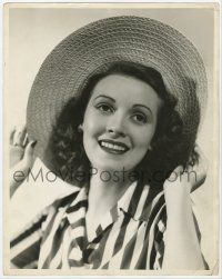4s028 ANN DORAN deluxe 11x14 still '40s head & shoulders smiling portrait wearing sun hat!