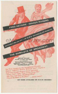 4s299 BARKLEYS OF BROADWAY herald '49 artwork of Fred Astaire & Ginger Rogers dancing in New York!