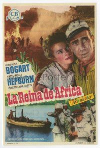 4s557 AFRICAN QUEEN Spanish herald '52 different image of Humphrey Bogart & Katharine Hepburn!