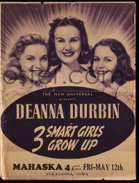 4s515 THREE SMART GIRLS GROW UP herald '39 Deanna Durbin, Nan Grey, Helen Parrish, Robert Cummings