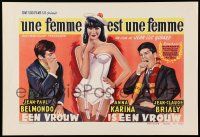 4t161 WOMAN IS A WOMAN Belgian 10x14 promotional poster '61 Jean-Luc Godard, Belmondo, Anna Karina